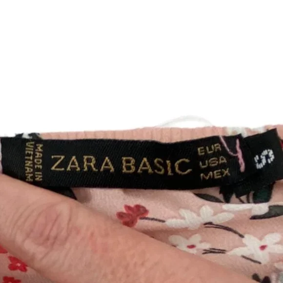 Zara Pink Floral Sleeveless Chiffon Shorts Romper Small - Picture 6 of 7